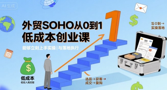 外贸SOHO从0到1低成本创业课，能够立刻上手实操与落地执行-qingclm