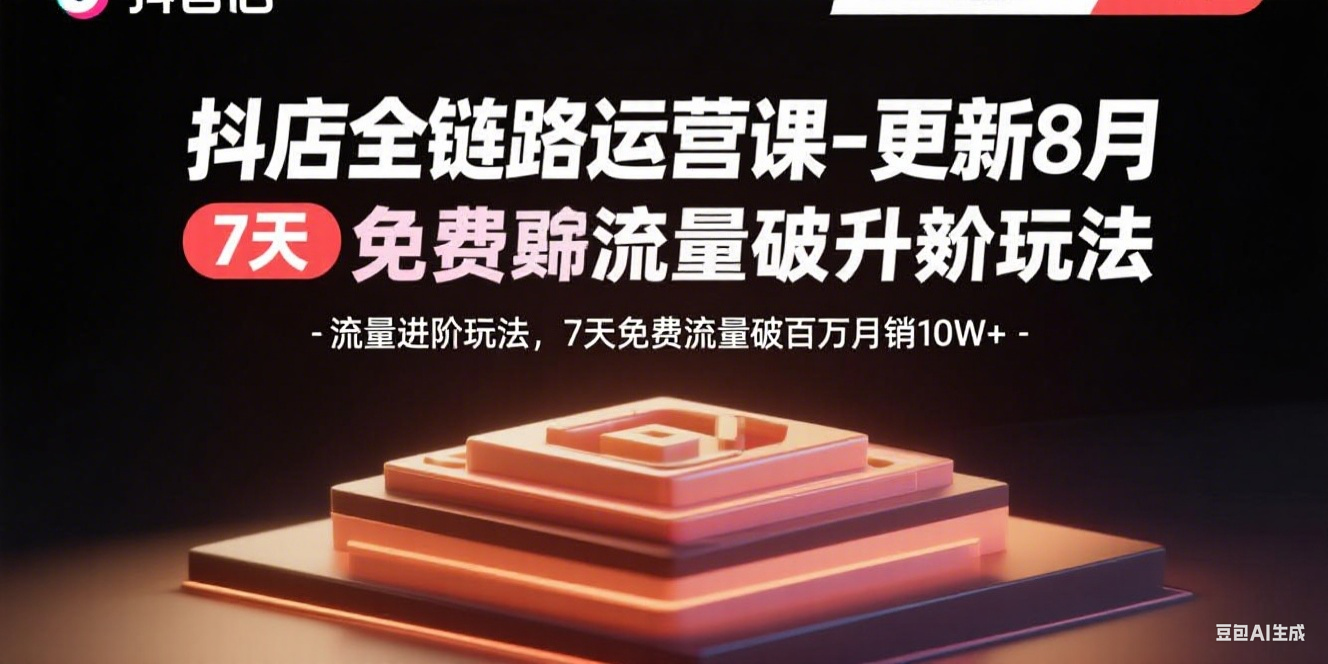 抖店全链路运营课-更新8月：流量进阶玩法，7天免费流量破百万月销10W+-qingclm