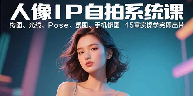 人像IP自拍系统课：构图、光线、Pose、氛围、手机修图 15章实操学完即出片-qingclm