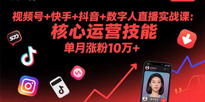 视频号+快手+抖音+数字人直播实战课(9月-qingclm