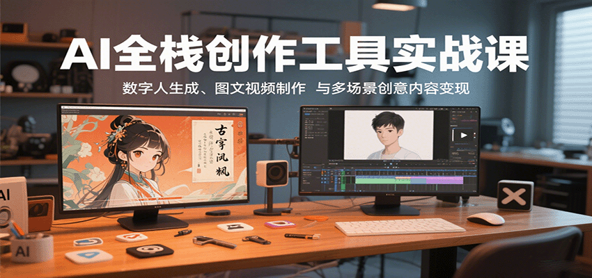 AI全栈创作工具实战课：数字人生成、图文视频制作与多场景创意内容变现-qingclm