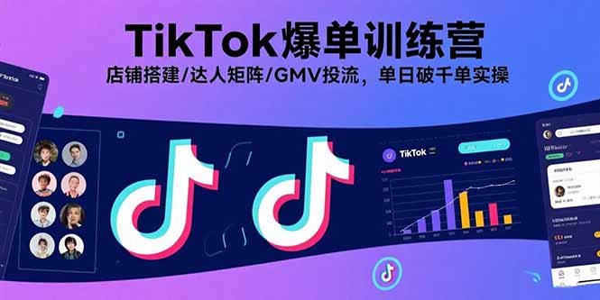 TikTok爆单训练营，店铺搭建/达人矩阵/GMV投流，单日破千单实操-qingclm