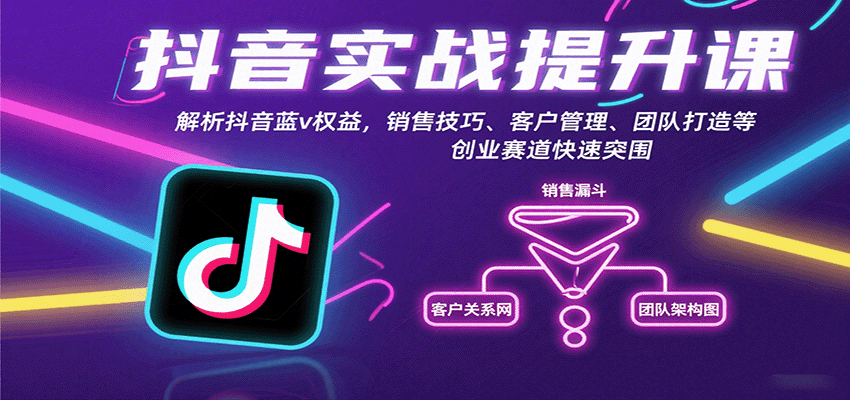 抖音实战提升课：解析抖音蓝v权益，销售技巧、客户管理、团队打造等创业赛道快速突围-qingclm