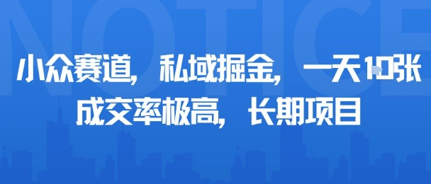 小众赛道，私域掘金，一天多张，成交率极高，长期项目-qingclm