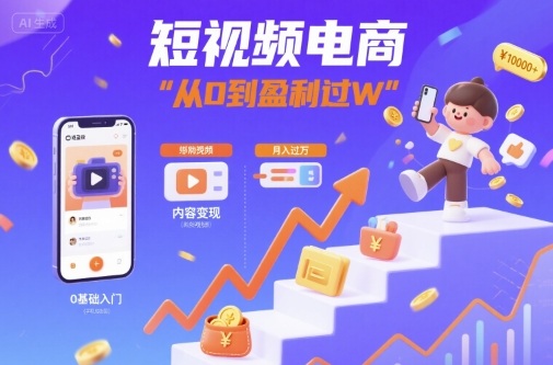 短视频电商：短视频变现从0到盈利过W-qingclm