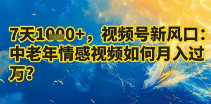 7天收益1k+，视频号新风口：中老年情感视频如何月入过W?-qingclm