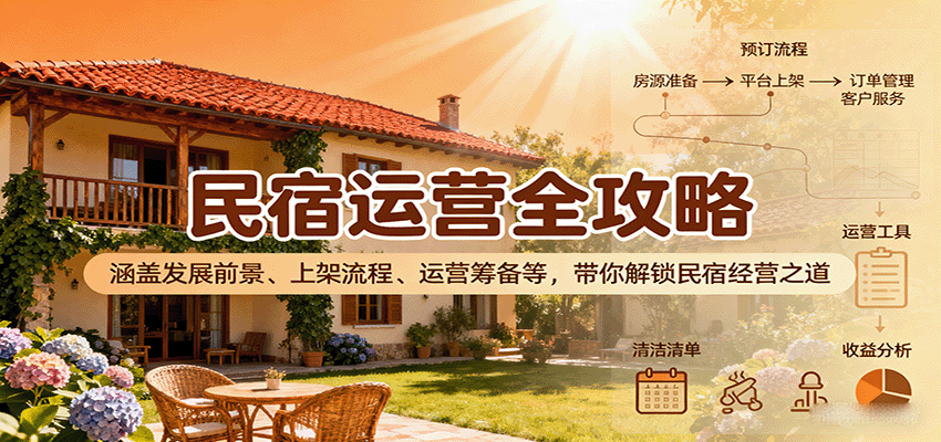 民宿运营全攻略：涵盖发展前景、上架流程、运营筹备等，带你解锁民宿经营之道-qingclm