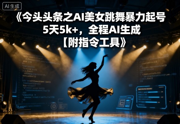 今日头条之AI美女跳舞暴力起号，5天1k+，全程AI生成【附指令工具】-qingclm