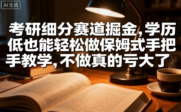 考研细分赛道掘金，日入1k+，学历低也能轻松做保姆式手把手教学，不做真的亏大了【揭秘】-qingclm