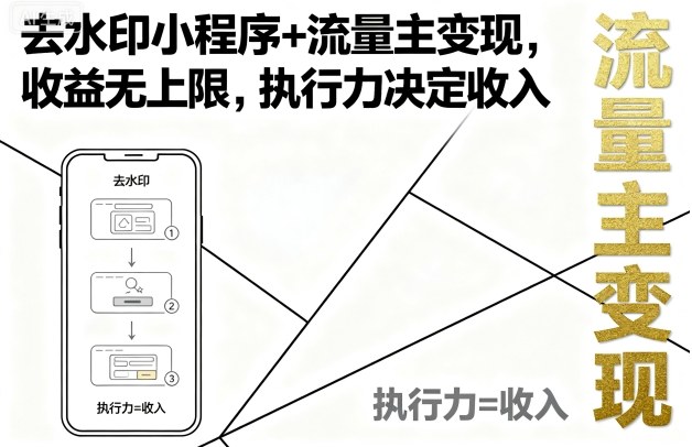 去水印小程序+流量主变现，收益无上限，执行力决定收入-qingclm
