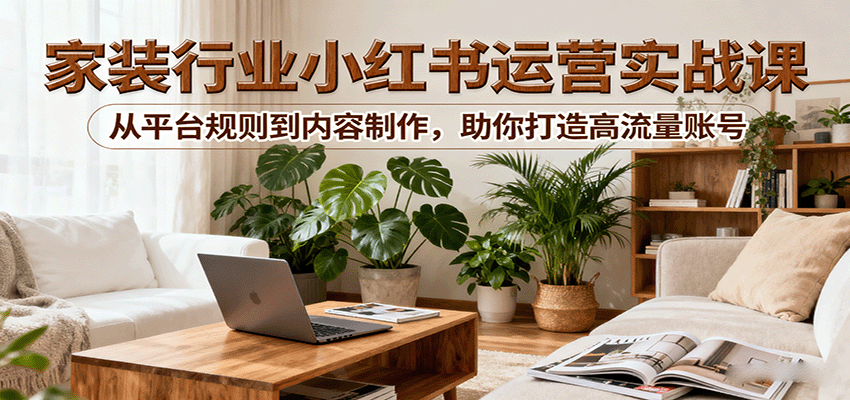 小红书家装行业运营实战课：从平台规则到内容制作，助你打造高流量账号-qingclm