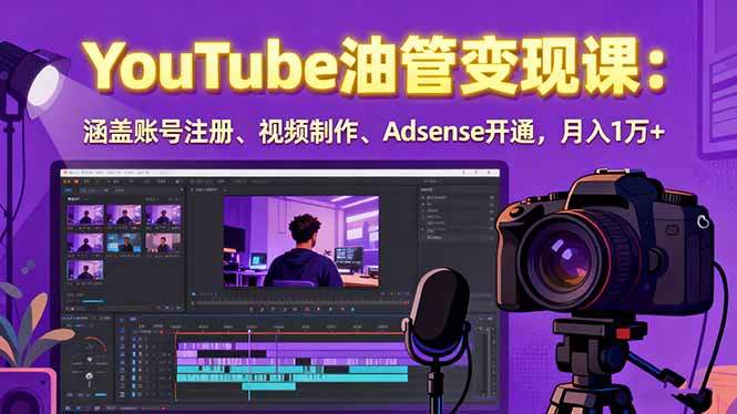 2025YouTube油管变现课：涵盖账号注册、视频制作、Adsense开通，月入1万+-qingclm