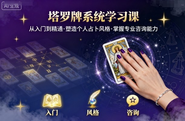 塔罗牌系统学习课，助你从入门到精通，塑造个人占卜风格，掌握专业咨询能力-qingclm