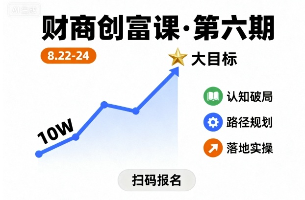 财商创富课第六期8月22-24号，如何从10W起步，一步步实现大目标-qingclm
