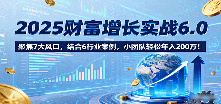 2025财富增长实战6.0，聚焦7大风口，结合6行业案例，小团队轻松年入200万！-qingclm