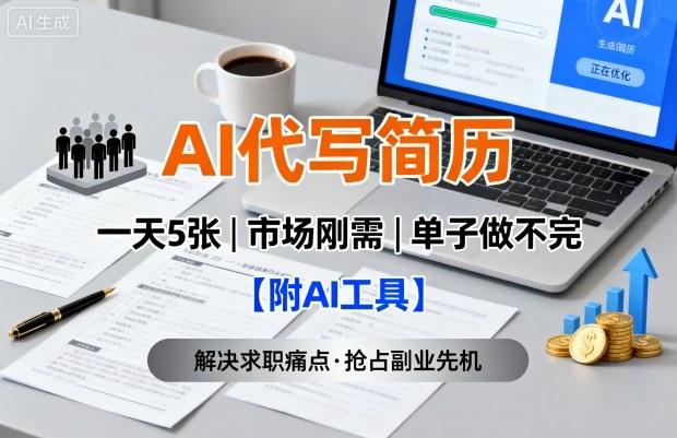 AI代写简历，一天5张，今年找工作难，市场刚需，单子做不完【附AI工具】-qingclm