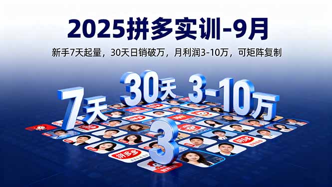 2025拼多多实训-9月：新手7天起量,30天日销破万,月利润3-10万,可矩阵复制-qingclm