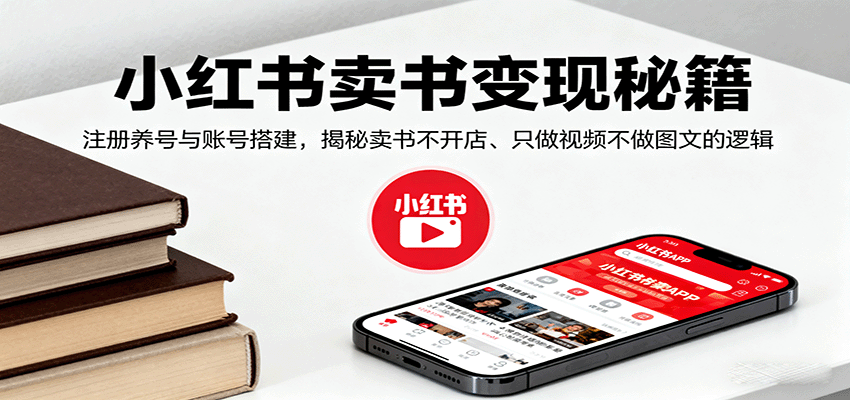 小红书卖书变现秘籍，注册养号与账号搭建，揭秘卖书不开店、只做视频不做图文的逻辑-qingclm