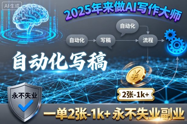 2025年来做AI写作大师，自动化写稿，一单2张-1k+，永不失业副业-qingclm