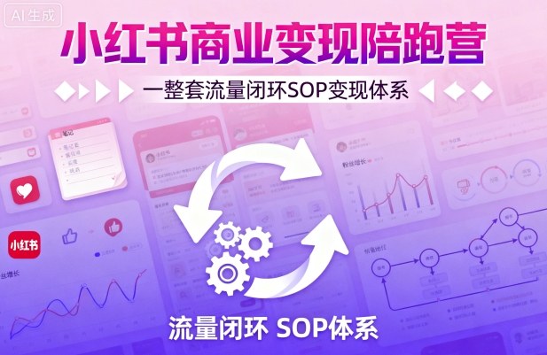 小红书商业变现陪跑营，轻IP矩阵 私域获客 聚光投流，一整套流量闭环SOP变现体系-qingclm