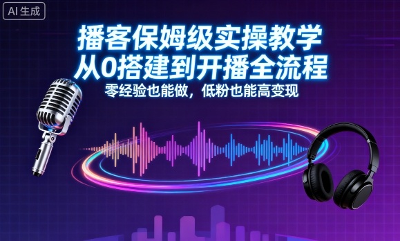 播客保姆级实操教学，从0搭建到开播全流程，零经验也能做，低粉也能高变现-qingclm