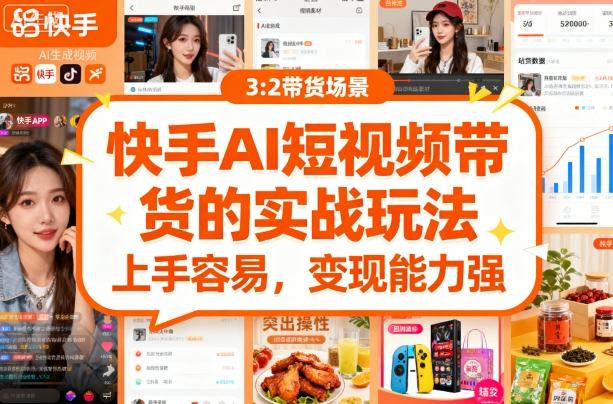 快手ai短视频带货的实战玩法，上手容易，变现能力强-qingclm