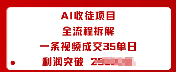 AI收徒项目全流程拆解一条视频成交35单日利润突破1k+-qingclm