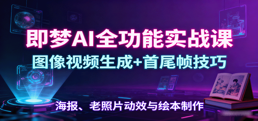 即梦AI全功能实战课：图像视频生成+首尾帧技巧，海报、老照片动效与绘本制作-qingclm