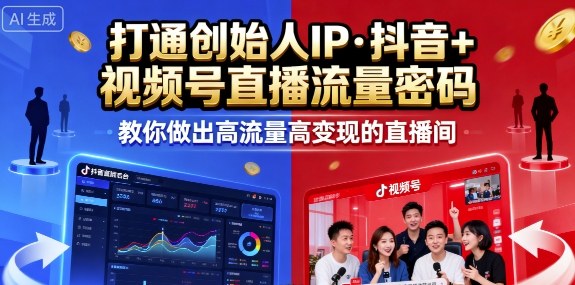 25年直播9-10两期线下课，打通创始人IP，抖音+视频号直播流量密码，教你做出高流量高变现的直播间-qingclm