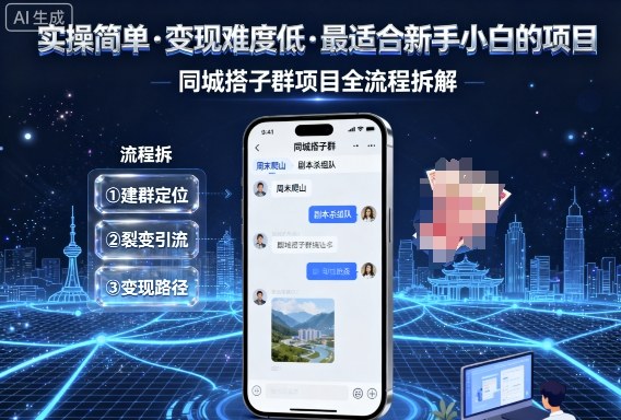 实操简单，变现难度低，最适合新手小白做的项目，每天轻松收入3张，同城搭子群项目全流程拆解-qingclm