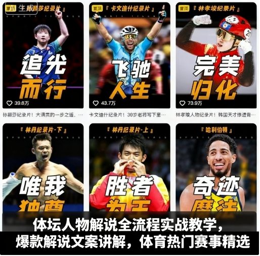 体坛人物解说全流程实战教学，爆款解说文案讲解，体育热门赛事精选-qingclm