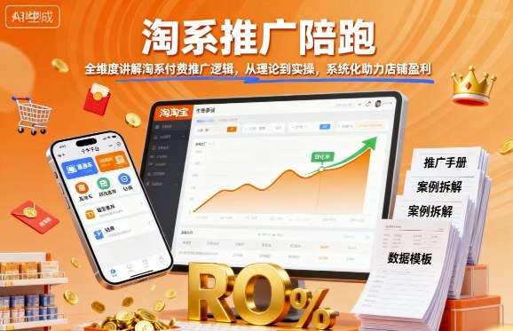 淘系推广陪跑，全维度讲解淘系付费推广逻辑，从理论到实操，系统化助力店铺盈利-qingclm