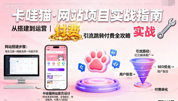 卡哇猫·网站项目，网站搭建与运营以及引流跳转付费-qingclm