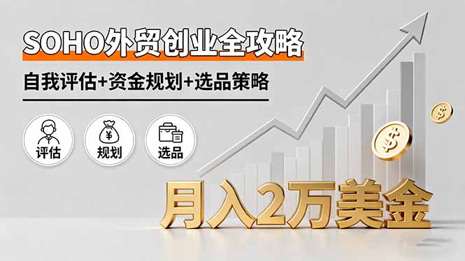 SOHO外贸创业全攻略，自我评估+资金规划+选品策略，月入2万美金-qingclm