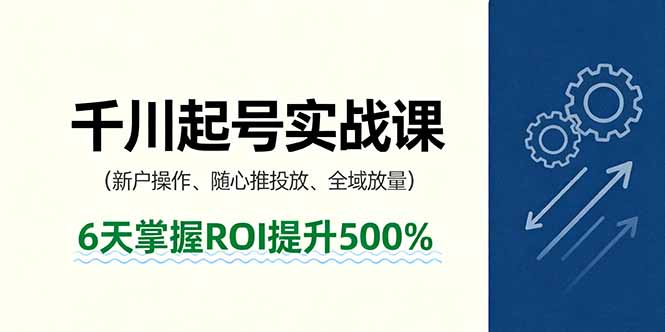 抖音千川起号实战课，新户操作,随心推投放,全域放量，6天掌握ROI提升500%-qingclm