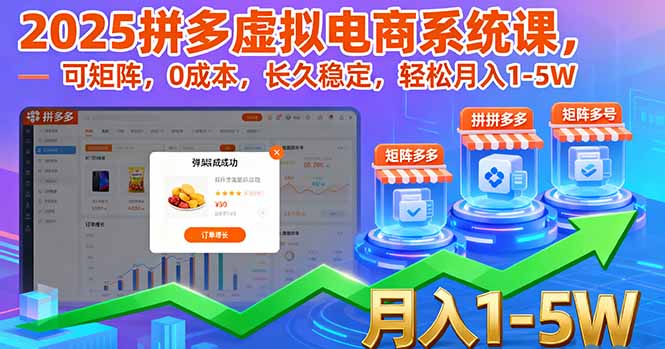 2025拼多多虚拟电商系统课，可矩阵，0成本，长久稳定，轻松月入1-5W-qingclm